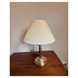 Brass Table Lamp Fluted Column Cream Pleated Shade