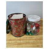Christmas Light Bulbs in Decorative Tin & Jar