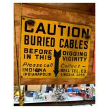 Vintage Indiana Bell Porcelain Caution Cable Sign