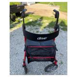 Red Rollator Walker w/ Seat
