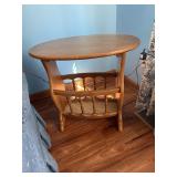 Vintage Oval Wood Magazine Rack End Table