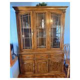 Lighted Oak 2 Piece China Cabinet Buffet Hutch