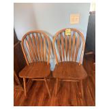 Vintage Oak Arrow Back Dining Chairs Pair (2)