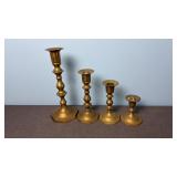 Solid Brass Octagonal Base Candlesticks (4)