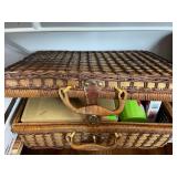 Wicker Picnic Basket & Serveware Lot