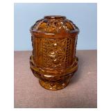 Indiana Glass Stars & Bars Amber Fairy Lamp