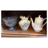 Jamestown Teapot, Floral Pitcher & Compote