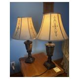 Faux Marble Bronze Finish Table Lamps Pair (2)