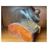 Glass Candy Jar on Wooden Cradle Stand