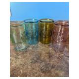 Embossed Bee Ribbed Colored Glass Tumblers (4 Pcs)