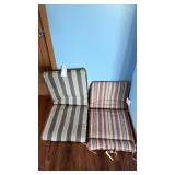Pair Striped Chair Cushions with Ties