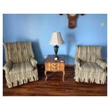 Kroehler Vintage Striped Armchairs Pair (2)