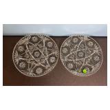2 Starburst Pressed Glass Serving Plates