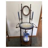 Victorian Wood Washstand with Pitcher Basin Mirror
