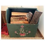 Painted Metal Firewood Bin with Firewood