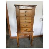 L. Powell Co. Oak Standing Jewelry Armoire Chest