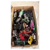 Box of Die-Cast Toy Cars & Trucks