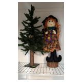 Artificial Tree & Halloween Witch Doll