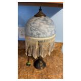 Frosted Globe Lamp with Beaded Fringe