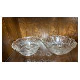 2 Scalloped Pressed Glass Serving Bowls
