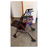 Red Rollator Walker with Seat & Storage