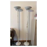 Pair White Torchiere Floor Lamps