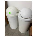 Pair White Swing-Top Trash Cans