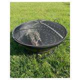 Round Steel Outdoor Fire Pit with Spark Screen (35