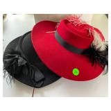 Wide-Brim Feathered Wool Felt Hats (Pair)