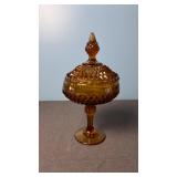 Indiana Glass Amber Diamond Point Compote