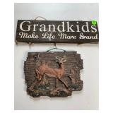 Grandkids Sign & Deer Wall Plaque