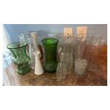 Mixed Pressed Glass & Milk Glass Vases