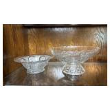 2 Pressed Glass Pedestal Compotes