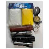 Flashlights, Compasses & Rain Ponchos