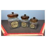 Glass Apothecary / Canister Jars with Lids (3)