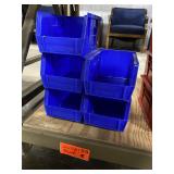 5 Uline Blue Stackable Bins 9-1/2 x 6 x 5