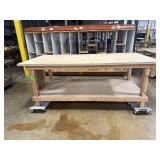 Heavy-Duty Wood Work Table with Lower Shelf