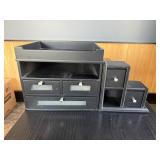 Black Wood Desktop Organizer w/ Drawers