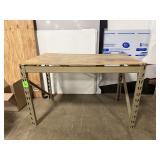 52' Industrial Steel Workbench w/ Wood Top
