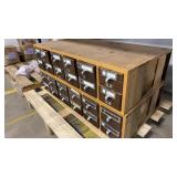Pair of 12-Drawer Wood Card Catalog Cabinets