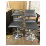 4 Adjustable Black & Chrome Bar Stools