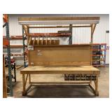 96' Mobile Wood Workbench w/ Pegboard & Drawers