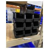 10 Uline Black Stackable Bins 11 x 4 x 4