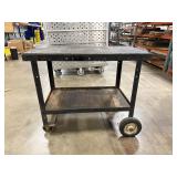 48' Rolling Steel Work Cart, 2 Levels