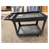 Uline H-3325BL 44' 2-Shelf Utility Cart