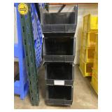 4 Uline Black Stack Bins 18 x 11 x 10