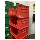 3 Uline Red Stack Bins 18 x 16-1/2 x 11