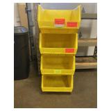 3 Uline Yellow Stack Bins 18 x 16-1/2 x 11