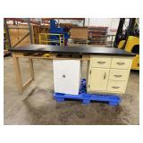76' Wood Workbench with Storage Cabinet
