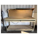 72' Workbench w/ Pegboard, Light & Drawers